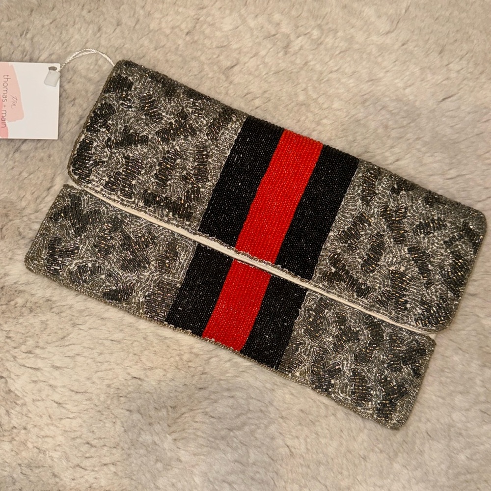 Leopard Beaded Clutch
